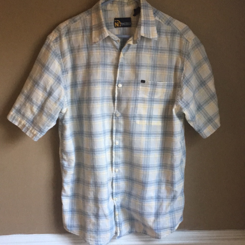 Nautical men’s Med short sleeve button down